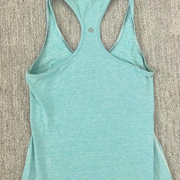 Lululemon White and Blue Stripe Racerback Tank- Size 6 - Picture 2 of 2